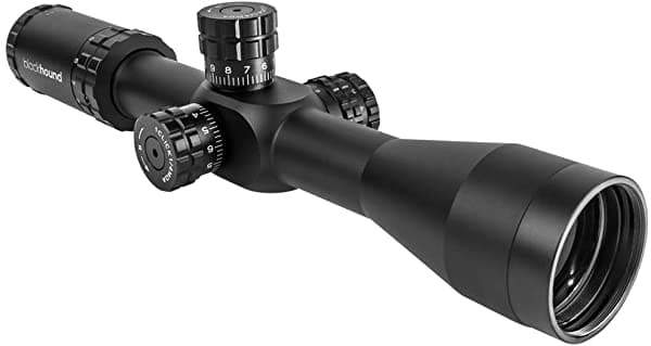 Blackhound Optics Genesis 4-14X44 Ffp Moa Retícula Iluminada De 1/4 Moa Cero Paralaje Y Paralaje Con Anillos De Alcance De 1.181 In Campana De Alcance De 1.732 In Y Niveles De Burbuja De Montaje