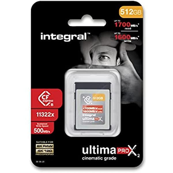 Integral Ultima Pro X2 Cfexpress - Tarjeta De Memoria Cinematográfica (512 Gb Velocidad 1700/1600 Mb/Se) INCFE512G1700/1600