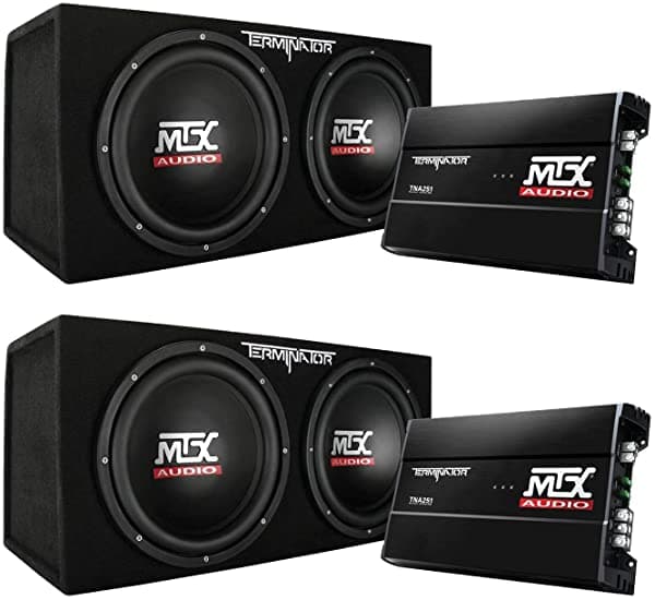 MTX 12" 1200W doble subwoofer para auto cargado con caja para subwoofer + amplificador ~ TNP212D2 (2 unidades) 2xTNP212D2