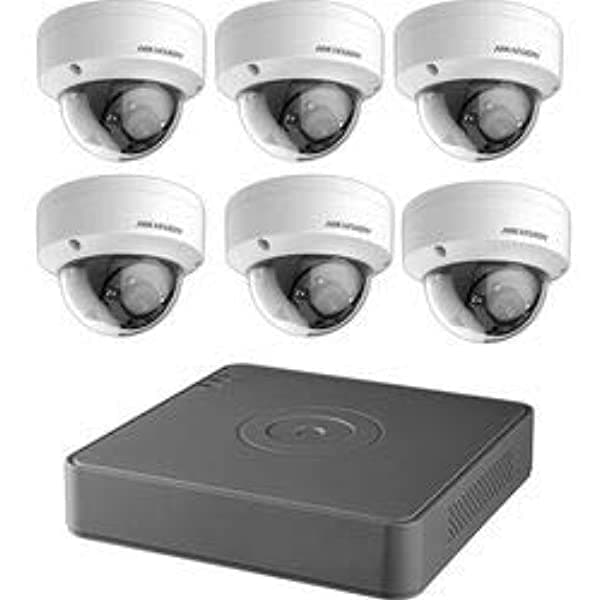 Hikvision T7108Q2TB Kit de DVR 8 Canales Full HD con Disco 2TB y 6 Cámaras Domo Exteriores 1080p