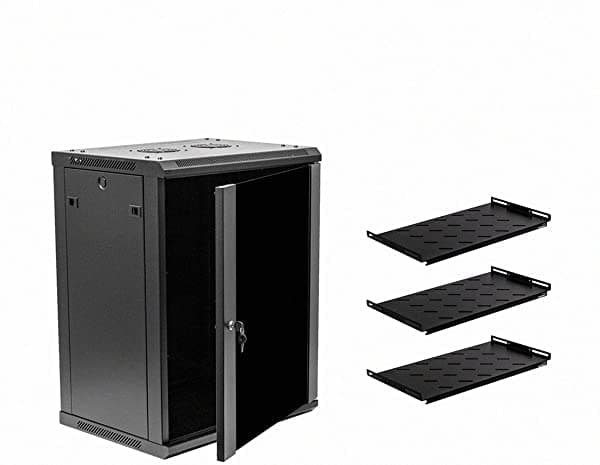 Navepoint 15U Deluxe It Wallmount Cabinet Enclosure 19-Inch Server Rack Con Puerta De Vidrio De Bloqueo De Red 16-Inches Con Estantes Negro Profundo 400453061