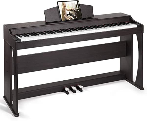 Mustar 88 Key Piano Progressive Hammer Action Keys138 Polyphony Tradicional Piano Tono Control Remoto Marrón