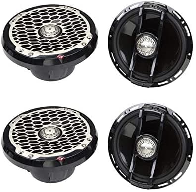 Pacific Stereo (2 Pares) Rockford Fosgate Pm2652B Punch Marine 6.5" Altavoces De Rango Completo - (Negro)