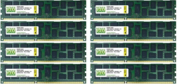 NEMIX RAM 128 Gb (8 X 16 Gb) Ddr4-2133 Mhz Pc4-17000 Ecc Rdimm 2Rx4 1.2 V Memoria Registrada Para Servidor/Estación De Trabajo MR17000-624K08-412