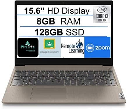 Lenovo IdeaPad 3 15 15.6" HD Display Notebook 2021 Intel Core i3-1005G1 de 10ª Generación Hasta 3.4 GHz (supera al i5-7200U) 8GB DDR4 128GB PCIe SSD Almendra HDMI Windows 10 S Allyflex MP Lenovo 15 i3