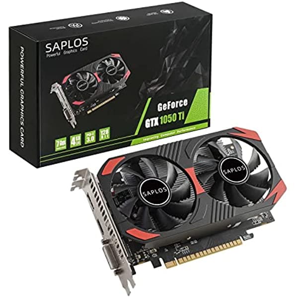 Saplos Tarjeta Gráfica Gtx 1050 Ti 4Gb 128 Bits Gddr5 Displayport Hdmi Dvi Gpu De Computadora Tarjetas De Video De Pc Refrigeración De Aire Doble Pci Express X16 3.0 Directx 12 Soporte De Pantallas 8K