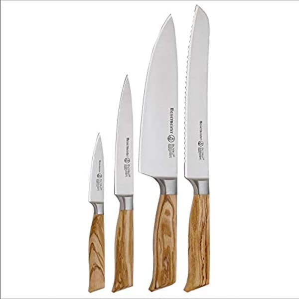 Messermeister Oliva Elite - Juego De Cuchillos De Cocina (4 Piezas 8.0 In 6.0 In Cuchillo Para Pan Y 3.5 In)