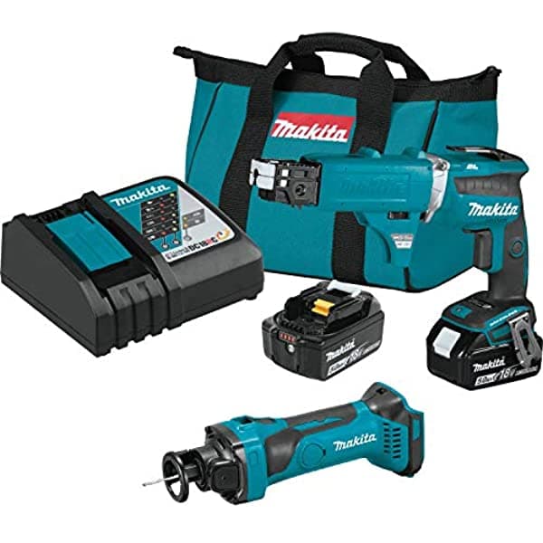 Makita Xt255Tx2 18V Lxt Iones De Litio Inalámbrico 2-Pc. Combo Kit Con Revista De Destornillador Autofeed Collada (5.0Ah)