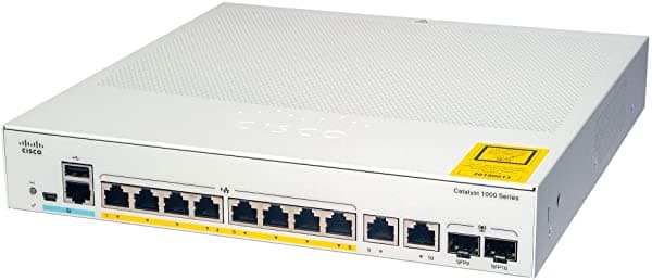 Conmutador De Red Del Catalizador 1000-8P-E-2G-L De Cisco Puertos De 8 Gbe Presupuesto Del Poe De 670W 2 Puertos Combinados 1G Sfp/Rj-45 Operación Sin Ventilador Picosegundo Externo Limitado Mejorado (C1000-8P-E-2G-L)