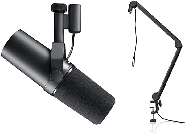 Shure Sm7B Micrófono Dinámico Voces + Soporte Gator 3000 Boom Para Transmisión Podcast Y Grabación Micrófono De Estudio Xlr Para Música Y Voz Frecuencia De Amplio Alcance Sonido Cálido Y Suave Parabrisas Desmontable