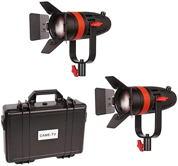 CAME-TV Boltzen F-55W Fresnel 55W LED Focusable LED Kit de 2 Luces Incluye 2X Cable de Alimentación de CA 2X Adaptador de Potencia Estuche de Viaje Rígido F-55W Kit