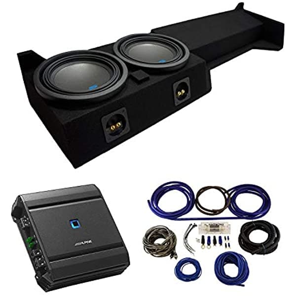 American Sound Connection Compatible con 2005-2015 Nissan Frontier Crew Cab Truck Alpine Tipo S S-W10D2 Doble 10" Caja para Subwoofer con Amplificador S-A60M y Kit de Amplificador 4Ga ALPINE-PACK53A-AMP