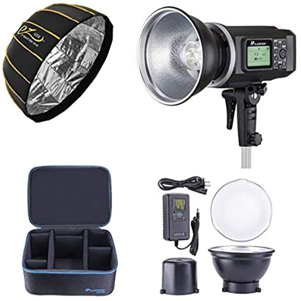 Flashpoint Xplor 600 Hss Monolight Alimentado Por Batería Con Sistema Remoto De Radio R2 De 2.4 Ghz Integrado Montaje Bowens (Ad600) + Glow Ez Lock Plato De Belleza Plegable Plateado (25 Pulgadas)