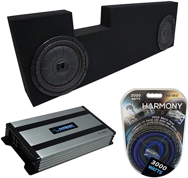 Compatible con 2001-2014 Ford F250 F350 Super Crew Truck Kicker Bundle CompVT CVT12 Dual 12 Caja para Subwoofer y Harmony HA-A800.1 Amp KICKER16-PACK2224-H