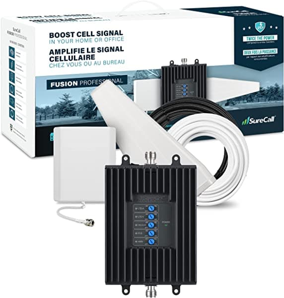 Surecall Fusion Profesional - Amplificador De Señal De Teléfono Celular De Hasta 8000 Pies Cuadrados | Antenas De Panel Pro-Grade Yagi | Multiusuario Aumenta Todos Los Transportistas Verizon At&T Sprint T-Mobile | Aprobado Por Fcc Usa Company SC-FusionPro
