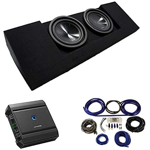 American Sound Connection Compatible con Chevy Colorado Crew Cab 2015 en adelante Dual 10" Alpine SWT-10S4 Caja para subwoofer con amplificador S-A60M y kit de amplificador 4Ga ALPINE-PACK214A-AMP