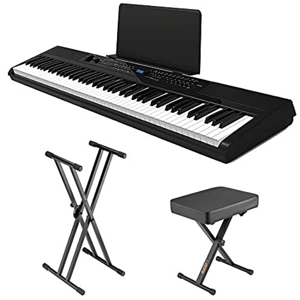 Artesia Pe-88 | Kit De Piano Digital De 88 Teclas Con Fuente De Alimentación Pedal Sostenido Banco De Piano De Estilo X Y Soporte Para Teclado PE-88-Bundle