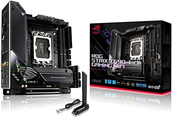 Asus Rog Strix Z690-I Gaming Wifi 6E Lga 1700 (Intel 12ª Generación) Mini Itx Gaming Motherboard (Pcie 5.0 Ddr5 Thunderbolt 4 2.5 Gb Lan Usb 3.2 Gen 2X2 Panel Frontal Tipo C 2X M.2 Tarjeta De Expansión Itx Incluida) ROGSTRIXZ690IGMNGWF