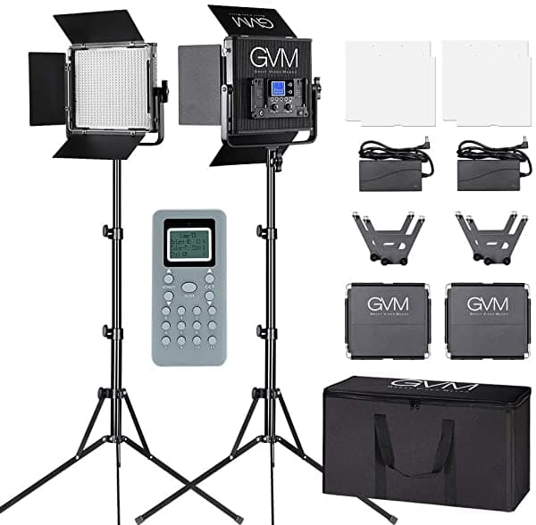Video Liderado Por Gvm Kit Iluminacion Kit Cri97 Bi-Color 3200K-5600K Video Dimmable Luces Estudio Retrato De Entrevista Al Aire Libre 672S-B2L