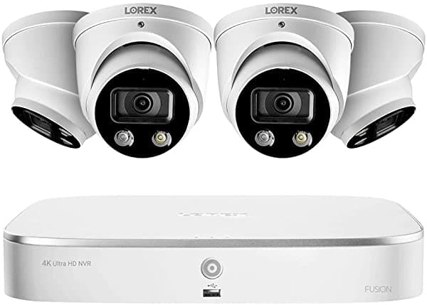 Lorex Technology Lorex N4K2Sd-84Wd 4K Sistema De Vigilancia De Disuasión Inteligente Con N842A82 2Tb 4K Fusion Nvr Y 4 Cámaras Domo E892Dd 4K De Audio Bidireccional Inteligente De Detección De Movimiento