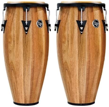 Latin Percussion LPA647-SW Aspire Congas de madera de 11 pulgadas y 12 pulgadas con soporte doble - Siam Walnut/Negro