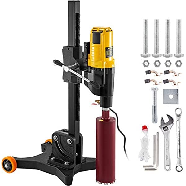 Vevor Taladro De Núcleo De 12.008 In 12 Pulgadas Potente Taladro De Núcleo De Hormigón De Diamante Resistente 110 V 500 R/Min Taladro De Núcleo Con Herramienta De Soporte Perforación De Bloques De Hormigón Húmedo Y Seco 4800 W Con Rueda