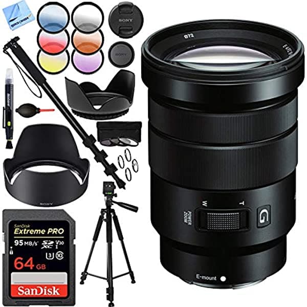 Sony E Pz 18 - 105 °F/4 G Oss Power Lente De Zoom Con Sandisk 64 Gb Uhs-I Tarjeta De Sdxc Plus Juegos De Filtro) E7SNSELP18105G
