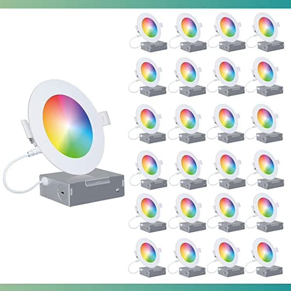 Infibrite De 6 Pulgadas Wifi Smart Ultra-Dino Techo Led Montaje Empotrado Luz 12W 1100Lm Aplicación De La Juncionidad Dimmable Aplicación Y Control De IB-002-1-12W-WH-24PK