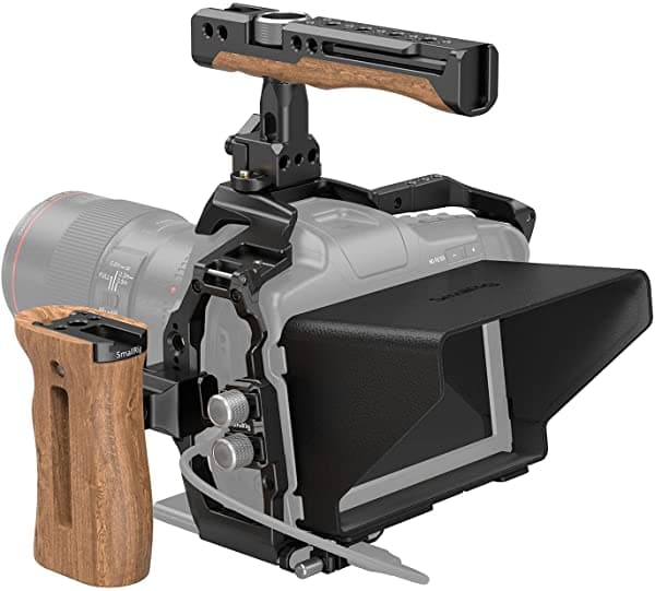 SmallRig Kit de accesorios de jaula de cámara para BMPCC 6K Pro / 6K G2 con mango superior mango lateral de madera abrazadera de cable HDMI abrazadera SSD protector de pantalla de riel NATO para BMPCC 6K Pro / 6K G2 - 3299 3299-SR