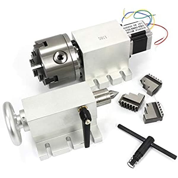 CNCTOPBAOS 100 1 De 4Th Axis A Axis Rotary Axis De Rotación 3 Jaw Chuck Gapless Armónica Reductor Caja De Cambios K11 - 100 Mm. Dividir 71.1 Yard Contrapunto Y De La Cabeza Para Router Cnc Fresado Máquina De Grabado S23