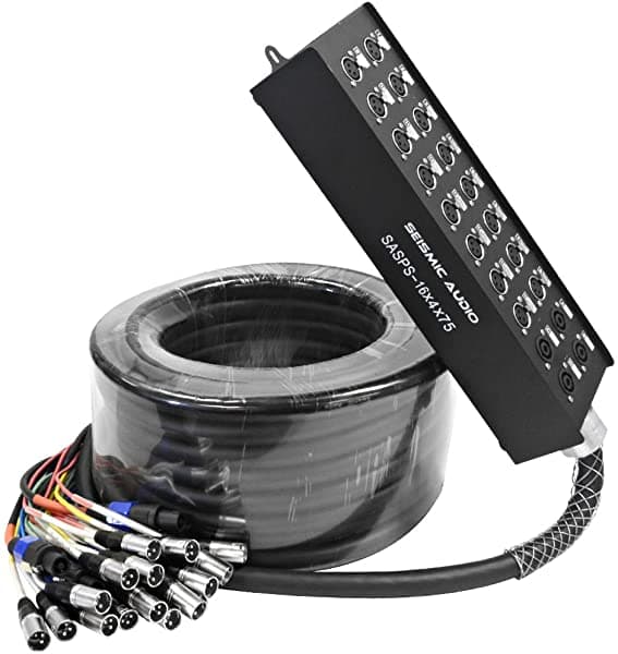 Seismic Audio - Sasps-16X4X75 - Cable De Serpiente Alimentado - Xlr De 16 Canales - Cable De Altavoz Speakon De 4 Canales - 75 Pies