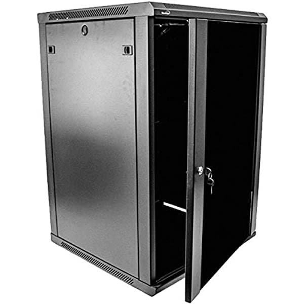 Navepoint 18U Deluxe It Wallmount Cabinet Enclosure 19-Inch Server Rack Con Puerta De Vidrio De Bloqueo De Red 24-Inches Con Estantes Negro Profundo 4330171133