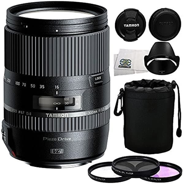 Tamron 16-300 Mm F 3.5-6.3 Di Ii Vc Pzd Macro Lente Nikon + 5 Piezas Essentials Accessory Kit International Versión No AFB016N-7001