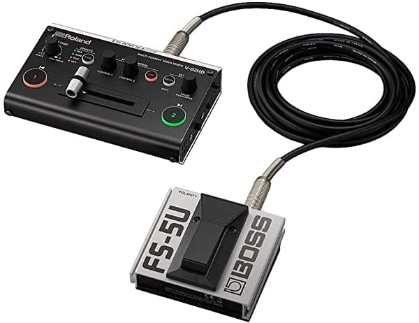 Roland V-02Hd Pac1 - Juego De Mezclador De Micro Vídeo Con Interruptor De Pie Boss Fs-5U (2 Cables Hdmi Y Cable De Teléfono Ts De 1/4 Pulgadas