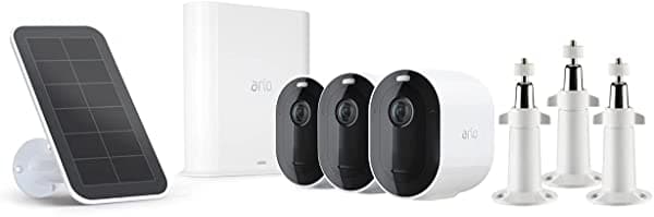 Arlo Pro 3 Sistema De Cámara De Seguridad Sin Cables Con Panel Solar Adicional Y Soportes De Seguridad Para Exteriores VMS4340P-1SCNAS