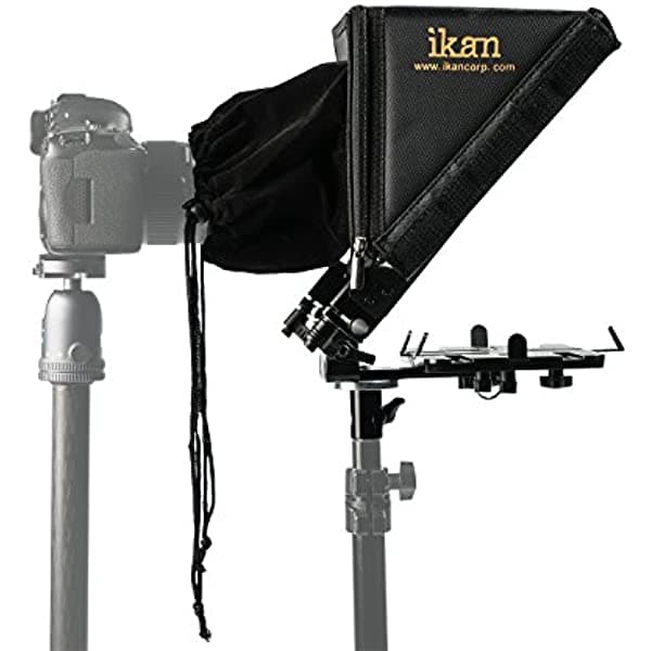 Ikan Elite Tablet Teleprompter Para Soportes De Luz Compatible Con Tabletas Para Ipad Android Y Windows Marco De Vidrio Plegable (Pt-Elite-Ls) Color Negro