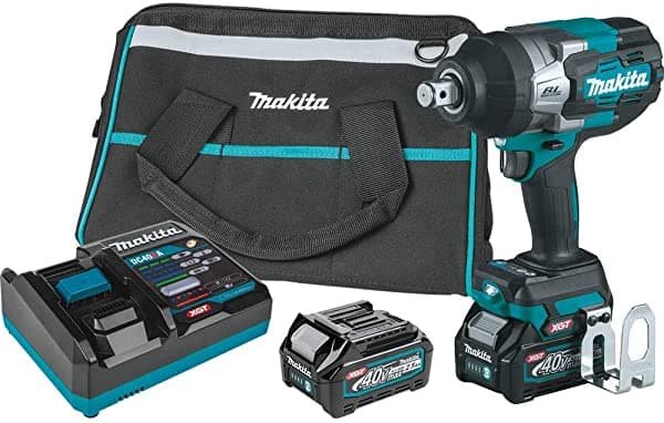 Makita Gwt01D 40V Max Xgt Sin Escobillas De Iones De Litio 3/4 Pulg. Llave De Impacto De Alto Par De 4 Velocidades Inalámbrica Con Kit De Yunque De Anillo De Fricción (2.5 Ah)