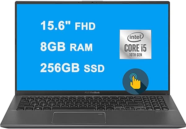 2021 Insignia Asus Vivobook 15 Portátil Delgado Y Ligero 15.6" Pantalla Táctil Fhd 10ª Generación Intel Quad-Core I5-1035G1 (> I7-8550U) 8Gb Ram 256Gb Ssd Huella Digital Usb-C Webcam Win 10 + Icarp Hdmi Cable