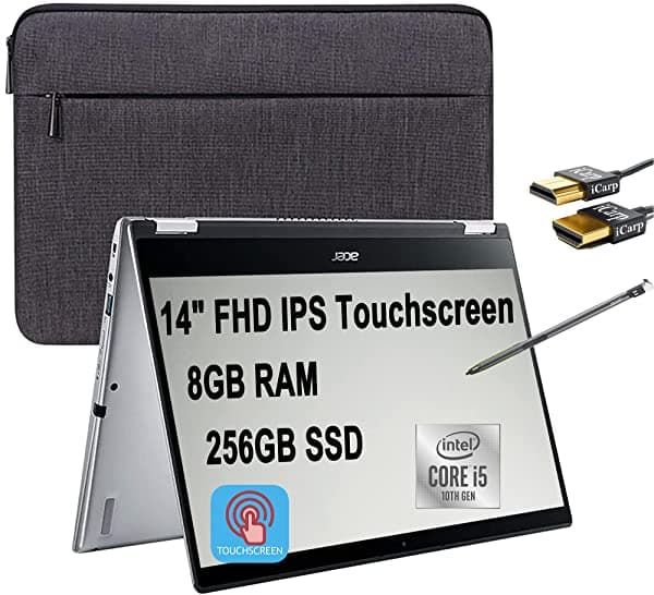 Acer 2021 Insignia Spin 3 2 En 1 Portátil Fhd Ips Pantalla Táctil Intel Quad-Core I5-1035G1 (Beats I7-8550U) 8 Gb Ddr4 256 Gb Ssd Huella Dactilar Retroiluminada Kb Webcam Thunderbolt Win 10 + Icarp Hdmi Cable Acer Spin 3