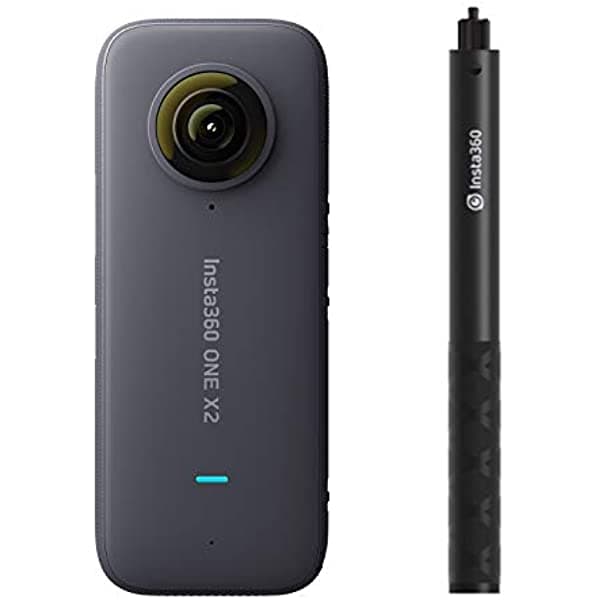 Insta360-1 One X2 Cámara De Acción Panorámica 5.7K 30Fps Lcd Pantalla Táctil 32.8 Ft Cuerpo Impermeable Hdr App Edición 360 ° Transmisión En Vivo Timeshift Soporte Bullet Time Con Batería De 1630 Mah Con Selfie Stick QUA3186261042389SC