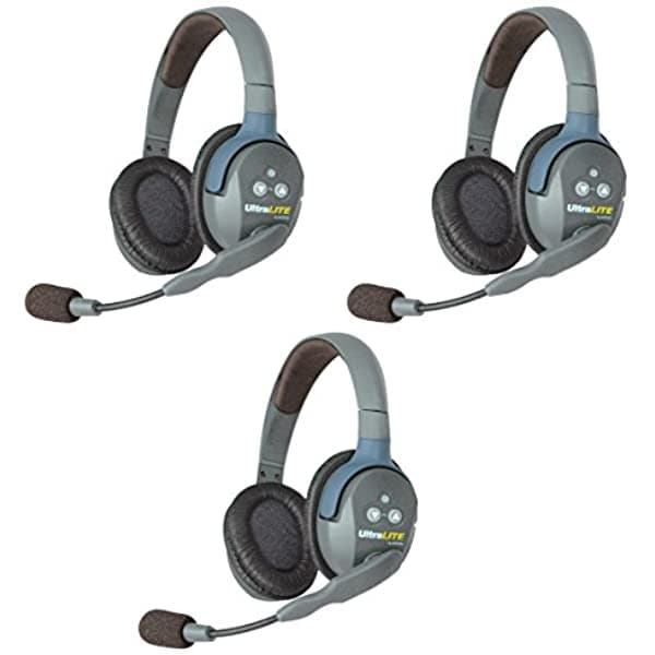 Eartec Ul3D Ultralite Full Duplex Intercomunicador Inalámbrico De 2 Vías Sistema De Comunicación Para 3 Usuarios - 1 Uldm Dual Ear Master Auriculares Y 2 Pack De Auriculares Uldr.