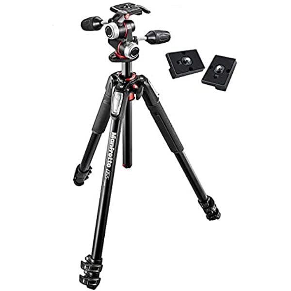 Manfrotto ZAYKIR MK055XPRO3-3W Kit Trípode Aluminio 3 Secciones Cabezal 3 Vías con 2 Placas de Liberación Rápida para RC2