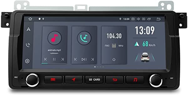 XTRONS 8.8" Pantalla Táctil Estéreo para Auto Radios Android 10.0 Hexa Core 4 GB RAM 64 GB ROM Receptor Multimedia 4K Reproductor de Video Navegación GPS Compatible con Android Auto aptX DVR Cámara de Retroceso OBD Para BMW E46 PQS8046BL