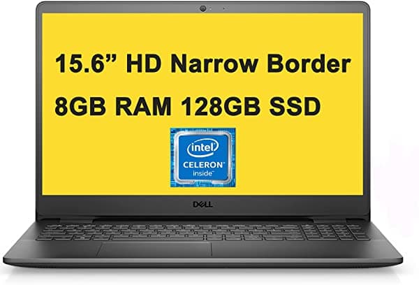 Dell 2021 Insignia Inspiron 3000 3502 15 Portátil 15.6" Hd Borde Estrecho Pantalla Intel Celeron N4020 Procesador 8 Gb Ram 128 Gb Ssd Intel Uhd Graphics 600 Usb3.2 Wifi5 Win10 Negro + Icarp Cable Hdmi ‎Inspiron 3502 15.6