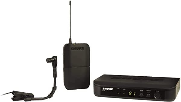 Sistema de Micrófono Inalámbrico Shure BLX14/B98 con Receptor BLX4 Transmisor BLX1 y Micrófono de Instrumento de Cuello de Cisne con Clip en Miniatura Beta 98H/C Para Instrumentos de Metal Viento de Madera y Percusión BLX14/B98-J11