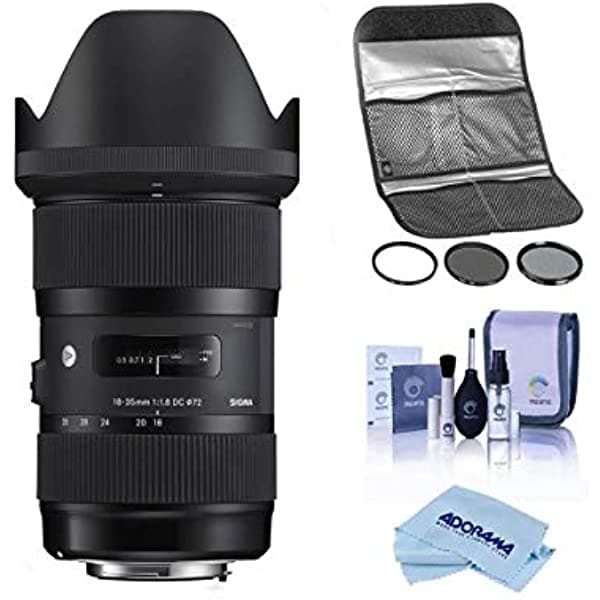 Sigma 18-35 Mm F 1.8 Dc Hsm Art Lente Canon Ef Bundle Hoya 72 Mm Kit De Filtro Digital Ii Uv Cpl Nd8X Kit De Limpieza De Tela De Microfibra A P