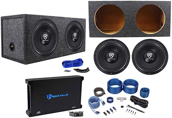 (2) Rockville W12K6D2 V2 12" 4800W Subwoofers + Caja Sellada+Amplificador Mono + Kit De Amplificador (2) W12K6D2 V2+dB14+RWK41+RD12+K2