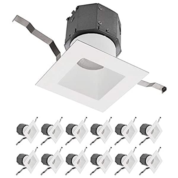 WAC Lighting Pop-In 4 Pulgadas Kit Empotrada Cuadrada 3000K En Paquete Blanco De 12 R4DSDR-F930-WT-12