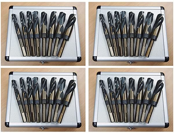 Hoteche 8Pc Hss Cobalt Silver & Deming Drill Bits Establecido Tamaño Grande 9 1 6 1 Reducido 1 2 Shank 4