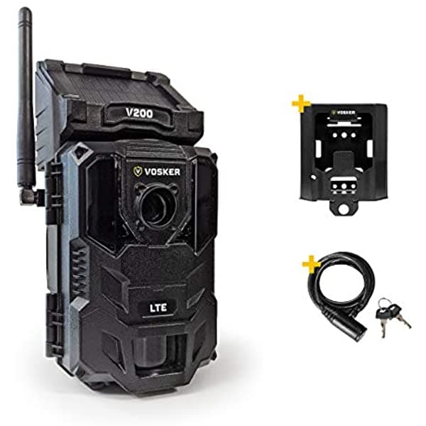 Vosker V200-Us Seguridad Pack | Seguridad Celular Camara | Notificaciones De Fotos De Teléfono Móvil | Lte Inhalmbrico Panel Solar Incorporado | Resis